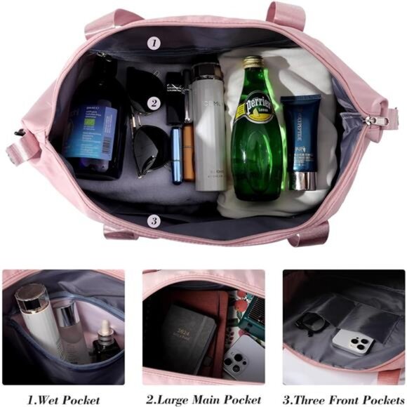 Travel Duffel Bag - Large Shoulder Weekender Overnight Bag, Carry on Bags - Picture 5 of 8